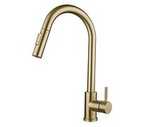 Touch Kitchen Faucet, 360°Rotation Pull Out Sink, 304 Stainless Steel High Arc Single Handle Mixer Tap, with Down Sprayer,Brushed(Gold)