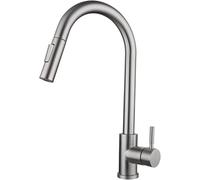Touch Kitchen Sink Faucet with Pull Down Sprayer 2 Water Modes 304 Stainless Steel Single Handle Sensor Tap(Brushed Silver)