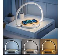 Touch Lamp with Clock Function COLORLAM LED Desk Lamp with Wireless Charger & USB Charge Port Touch Control Bedside Lamp 3 Color Temperatures Dimmable Night Light for Kids Adult Home Bedroom Office