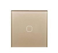 Touch Light Switch 1 Gang Way Wall Touch Switch, White Glass Panel, 220-250V, Only Function(1 Gang 1 Way Gold)
