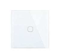 Touch Light Switch 1 Gang Way Wall Touch Switch, White Glass Panel, 220-250V, Only Function(1 Gang 1 Way White)
