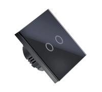 Touch Light Switch Touch Light Switch 1 Gang Way AC110V-220V Wall(2Gang-Black)