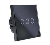 Touch Light Switch Touch Light Switch 1 Gang Way AC110V-220V Wall(3Gang-Black)
