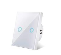 Touch Light Switch Touch Light Switch AC100-240V Tempered Glass Wall Sensory Switches 1/2/3 Gang(White 2 Gang)