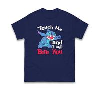 Touch Me and I Will Bite You Stitch T-Shirt, Boys Girls Funny Stitch Cartoon Kids Adult Unisex Tee Top (Navy, M)
