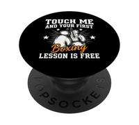 Touch Me And Your First Boxing Lesson Is Free Funny Boxer PopSockets Adhesive PopGrip
