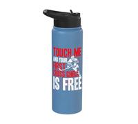 Touch Me and Your First Cross Check is Free Ice Hockey Men Stainless Steel Insulated Water Bottle
