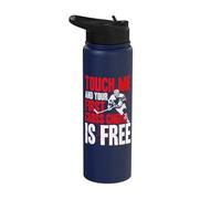 Touch Me and Your First Cross Check is Free Ice Hockey Men Stainless Steel Insulated Water Bottle