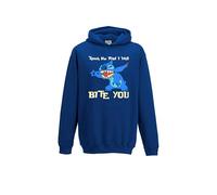 Touch Me I Will Bite You Stitch Hoodie, Lazy Stitch Hood, Stitch Cartoon Hoodie, Funny Birthday Joke Not Today Unisex Hood Top (Royal Blue, 12 Years)