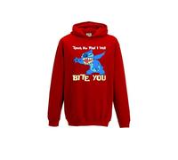 Touch Me I Will Bite You Stitch Hoodie, Lazy Stitch Hood, Stitch Cartoon Hoodie, Funny Birthday Joke Not Today Unisex Hood Top(M, Red)