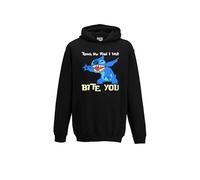 Touch Me I Will Bite You Stitch Hoodie, Lazy Stitch Hood, Stitch Cartoon Hoodie, Funny Birthday Joke Not Today Unisex Hood Top(S, Black)