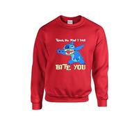 Touch Me I Will Bite You Stitch Jumper, Lazy Stitch Sweatshirt, Stitch Cartoon Sweatshirt, Funny Birthday Joke Not Today Unisex Sweatshirt Top(M, Red)