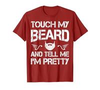 Touch My Beard and Tell Me I'm Pretty Beard Lover Funny T-Shirt, Men, Cranberry Red, 3X-Large