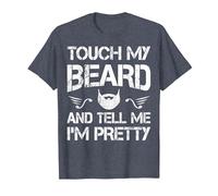 Touch My Beard and Tell Me I'm Pretty Beard Lover Funny T-Shirt, Men, Heather Blue, XX-Large