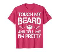 Touch My Beard and Tell Me I'm Pretty Beard Lover Funny T-Shirt, Men, Red Heather, Small