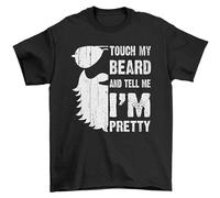Touch My Beard and Tell Me I'm Pretty Cool Funny Slogan Gift Men's T-Shirt Cotton Short Sleeve Shirt Black 3XL