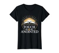 Touch Not My Anointed Biblical Warning Quotes - Value Graphic T-Shirt, Women, Black, S