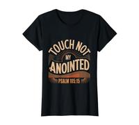 Touch Not My Anointed Biblical Warning Quotes - Value Graphic T-Shirt, Women, Black, XS