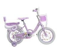 Touch of Venetian 12" 14" 16" 18" 20" Girls Children Bike with Stabilisers Wheels Bell Kids Bike for Ages 2-9 Years Old Bicycle Multiple Colors Bow Pink Purple Unicorn Rainbow (Purple, 14 Inch)