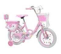 Touch of Venetian 12" & 14" Girls' Children Bike with Stabilisers, Wheels, Bell - Kids Bike for Ages 2-9, Unicorn Rainbow (Pink-Dolphin, 12 inch)