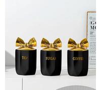 Touch of Venetian 3-Piece Luxury Canister Set (Black & Gold)