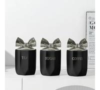 Touch of Venetian 3-Piece Luxury Canister Set (Black & Silver)