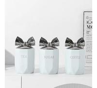 Touch of Venetian 3-Piece Luxury Canister Set (White & Silver)