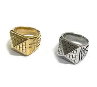 Touch of Venetian iCustomise Gold Silver Pyramid Ring with 18K Real Gold Plating, Premium Gold Fashion Ring Unique Jewellery Gift for Men and Teens Stainless Steel