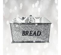Touch Of Venetian Silver Crushed Diamond Bread Bin Crystal Mirrored Container Kitchen