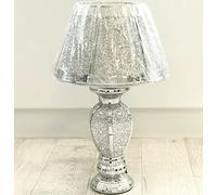 Touch of Venetian Silver Glitter Crushed Diamond Table Lamp with Shade Ornament Home Gift Diamante Bed Side