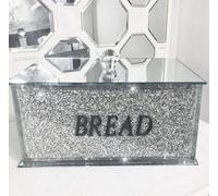 Touch Of Venetian Xxl Silver Crushed Diamond Bread Bin Crystal Mirrored Container Kitchen