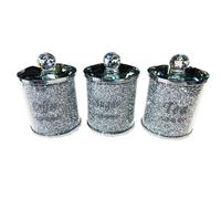 TOV® Set of 3 Tea Coffee Sugar Canisters - Silver Crystal Filled