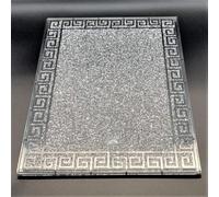 Touch of Vogue® Crushed Diamond Silver Crystal Chopping Board Glass Worktop Saver Chopping Board Heat Resistant Toughened Glass Kitchen Worktop Saver 30x40cm, (Silver)