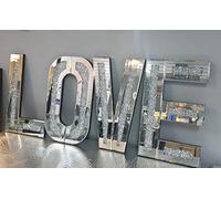 Touch of Vogue™ Mirrored Diamond LOVE Letters Crushed Crystal Mirror Diamond Wall Art