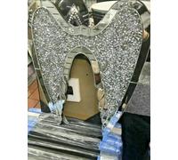 Touch of Vogue™ Mirrored Diamond wings Crushed Crystal Mirror Diamond Wall Art Love Home Bling Sparkly