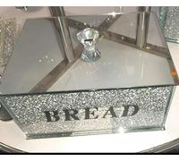 Touch of Vogue® XXL Silver Crushed Diamond Crystal Mirrored Bread Bin Container Kitchen