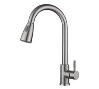 Touch on Kitchen Single Handle Kitchen Automatic Sensor Kitchen Sink Taps with Pull Out Sprayer, Stainless Steel Touch Activated Faucet Brushed Finish