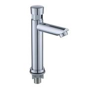 Touch Press Bathroom Basin Faucets Washbasin Faucet Time Delay Auto Self Closing Cold Water Toilet Saving Tap(Silver A)