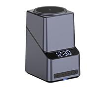 Touch Rotation Charging Hub 15W for Cellphone Earphone Watch Builtin LED Digital Clock Charging Stand