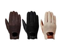 Touch Screen Gloves Men Premium Knitted Goatskin Leather Winter Driving Gloves for Motorcycling and Outdoor Activities Black Brown Beige M L XL (M)
