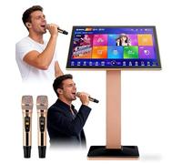 Touch Screen Karaoke Machine 26 Language Interface 1080P HD Display Dual Wireless Microphones Portable KTV Player Picnic Car Use(500GB)