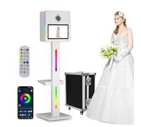 Touch Screen Mirror Photo Booth with APP and Remote Control, Includes 108pcs 6" Photo Papers, Ideal for Advertising, Halloween, and Pet Birthday Photos