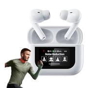 Touch Screen Noise Cancelling Earbuds - Smart Display Charging Case, Ergonomic Sports Ear Buds, High Fidelity Audio | Sweatproof Fitness Headphones, Extended Playback Gear for Computer Mobile