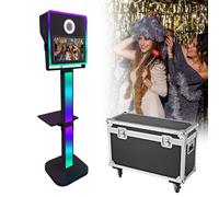 Touch Screen Photobooth Machine - Portable Selfie Station,DSLR Camera Booth for Parties/Wedding/Party/Events Rental - Includes Flight Case&15.6" Screen&Ring Light&RGB light box