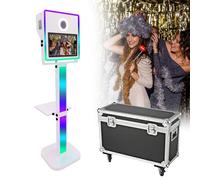 Touch Screen Photobooth Machine - Portable Selfie Station,DSLR Camera Booth for Parties/Wedding/Party/Events Rental - Includes Flight Case&15.6" Screen&Ring Light&RGB light box,White