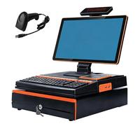 Touch Screen POS System, 15.6 Inch, Quad-Core Processor, Built-in Thermal Printer, Cash Drawer, Barcode Scanner for Restaurant and Retail Operations