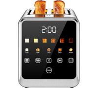 touch screen toaster, 2 slice, stainless steel smart digital toasters with single-slot toasting, memory function, 5 bread types and 6 shade settings