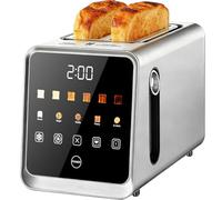 touch screen toaster, 2 slice, stainless steel smart digital toasters with single-slot toasting, memory function, 5 bread types and 6 shade settings