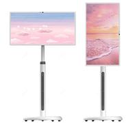 Touch Screen TV with Wheels and Built-In Battery, 32 Inch Smart Monitor, Android 13, 10-Point Touch for Entertainment, for Women and Moms