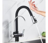 Touch Sensor Kitchen Faucet with Filter Pull Down Brass Mixer Tap Rotatable 2 Way for Hot & Cold Water Gold Chrome Finish Pure Solution Modern Kitchens